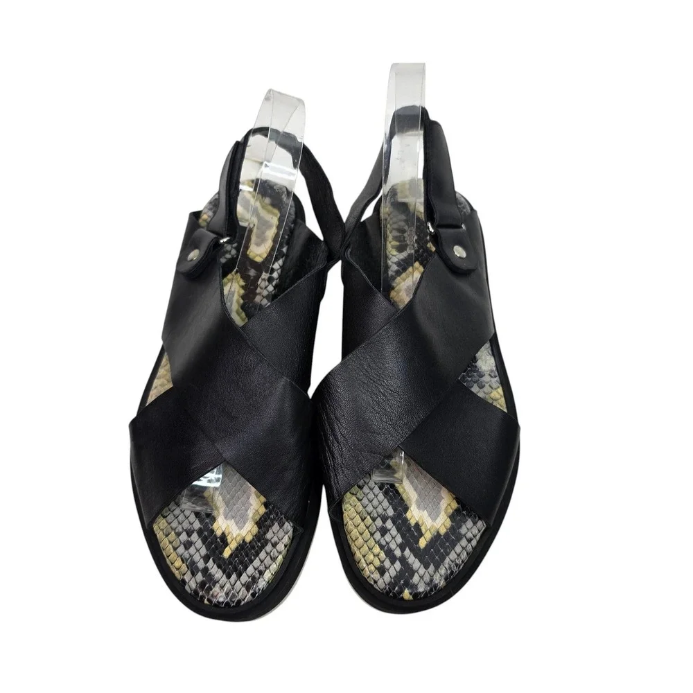 AGL Maya Crisscross Sandals Womens 9.5 39.5 Black Leather Slingback Platform